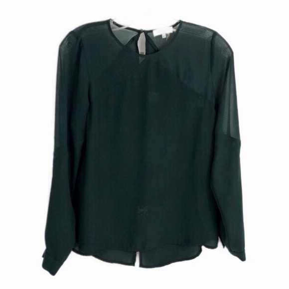 1.State Green Shoulder Illusion Blouse Hi Low S - Picture 1 of 8